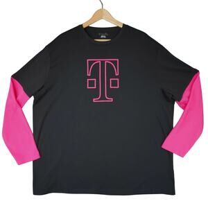 T Mobile Long Sleeve Tee TShirt 3XL Men Employee Colorblock Black Pink LOGO READ